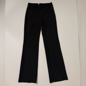 William B Elegant Black and Bronze Pinstripe Women's Straight Leg Pants